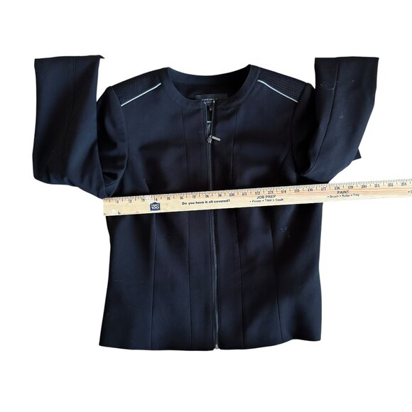 Marc New York Black Moto-Inspired Zip Jacket Size 6 | Sleek Stretch Knit Blazer - Picture 6 of 7
